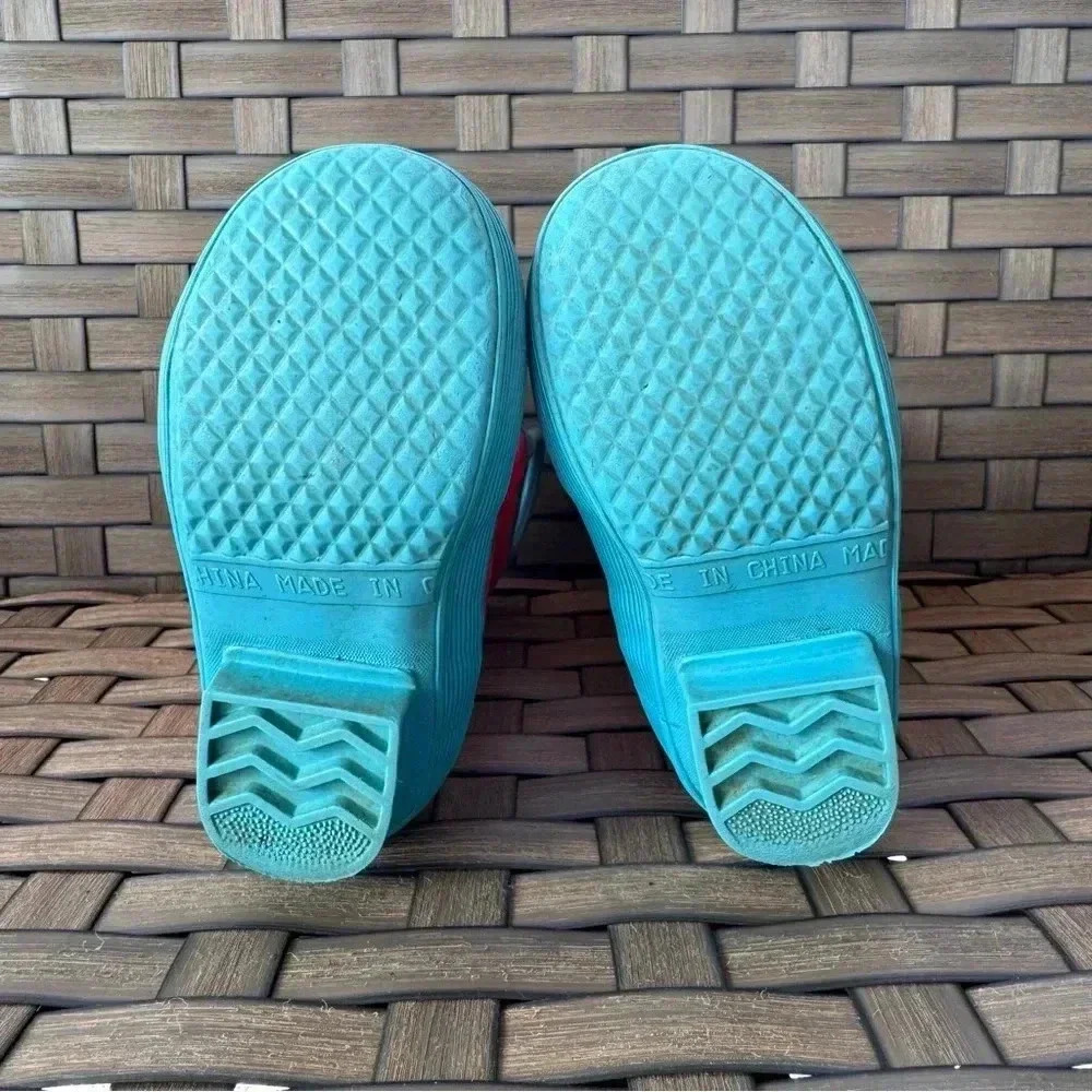 L.L. Bean Kids Bright Pink and Aqua Rain Boots - Picture 6 of 6